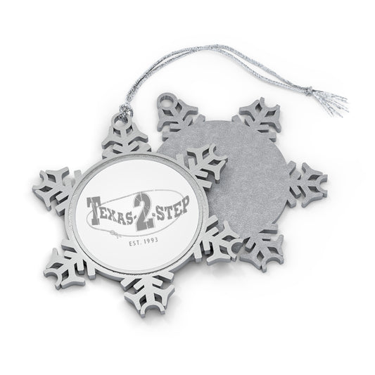 T2S Pewter Snowflake Ornament (T2S logo front-white, blank back)
